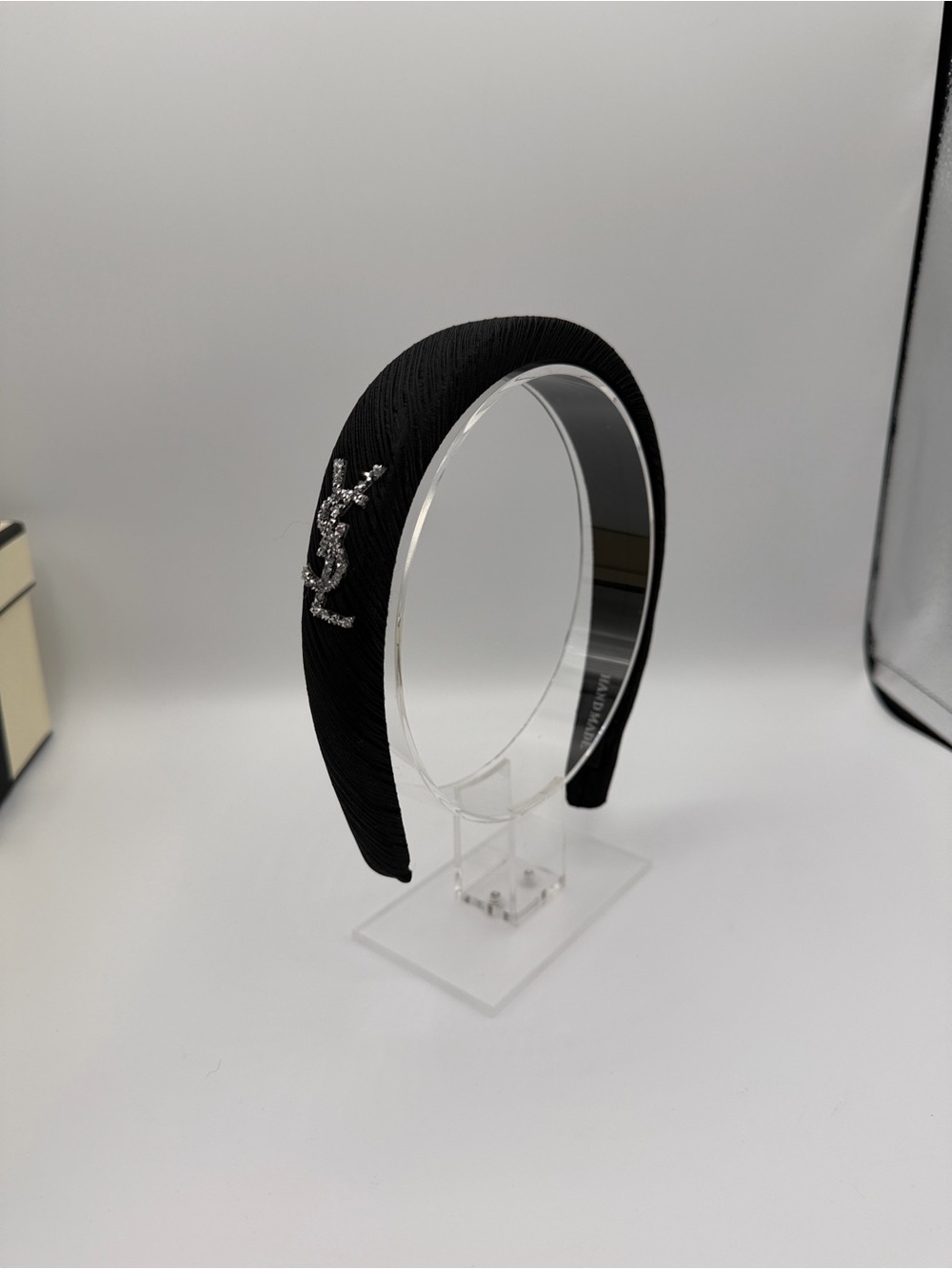 Black Padded Headband with Crystals